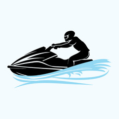Jet Ski Rider Silhouette on Water