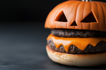 This Halloween, sink your teeth into a spooky burger! Double patty, cheese, and a jack-o'-lantern top. A festive feast that's sure to be a hauntingly good time!