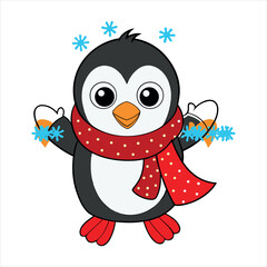  Penguin dressed in oversized fluffy coat