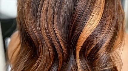 Naklejka premium Beautiful Copper Highlights on Brown Hair Create a Stunning Look Perfect for Any Occasion