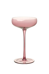 Glass pink cocktail glass on white isolated background