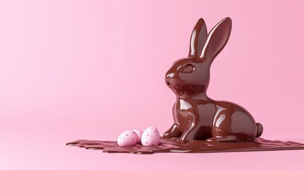 chocolate bunny with pink ribbon