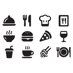 Food and drink icons set for kitchen and restaurant illustrations
