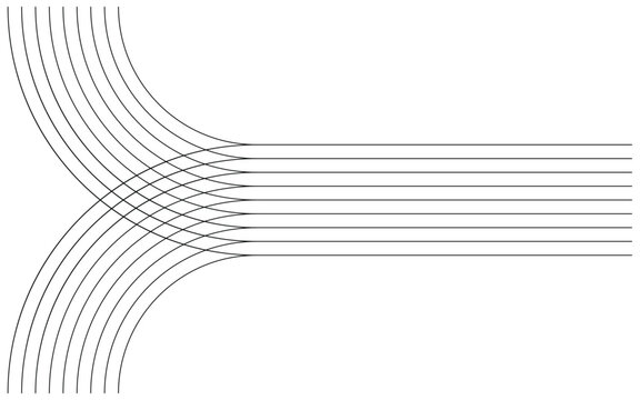 An abstract vector of converging geometric lines. This is a dynamic element for technology visuals data flow concepts.