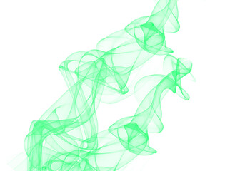 Abstract green smoke swirls isolated on transparent background