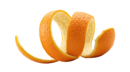 Orange peel spiral isolated on a transparent background