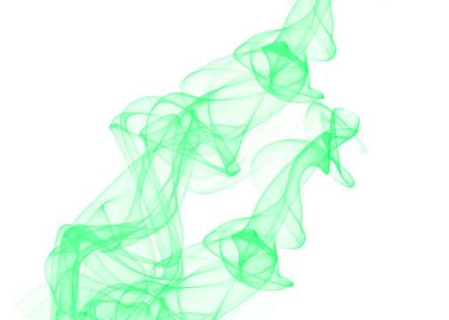 Abstract green smoke swirls isolated on transparent background