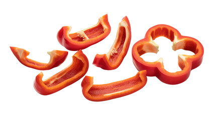 Red Bell Pepper Slices isolated on a transparent background