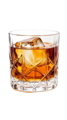 glass with old fashioned cocktail isolated on transparent background. Alcoholic drink, design element for restaurant or bar. Design element for menu.