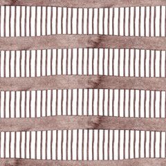Vertical and horizontal brown lines. Abstract seamless watercolor pattern. Perfect for kitchen textiles and wallpaper, tablecloths and scarves