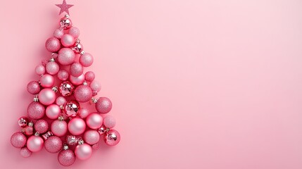 pink christmas balls on snow