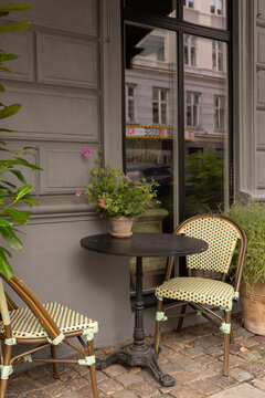 Outdoor seating in French cafe in europe 