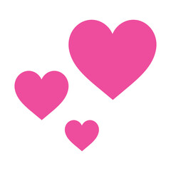 Pink hearts isolated on white background. Trendy flat vector illustration icon. I love you symbol. Happy Valentine’s Day. Health care concept sign vector. Three hearts. Love and romance symbol.