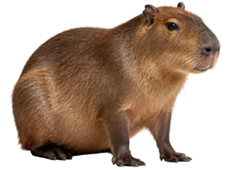 Capybara Isolated On Transparent Background (Side View)