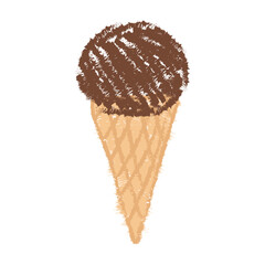 Draw a chocolate ice cream cone with chalk. Vector illustration.