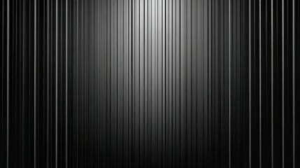 Dark metallic corrugated sheet creating a vertical striped pattern, reflecting light for an industrial background, representing stability, strength, and modern design