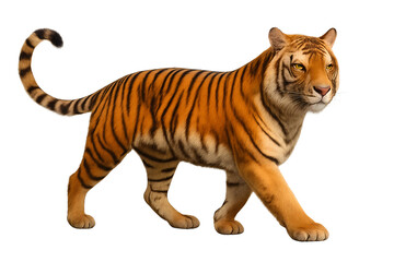 Obraz premium Tiger Walking Isolated on White Background