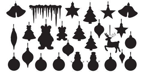 Christmas ornaments silhouettes festive holiday decorations collection vector