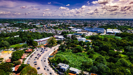 Riverside City Landscape Amazon River Mouth Macapá Amapa Seaside North Amazonian Waterfront Boats Scenic Fluvial Landscape Coast Brazil Nature Travel Tourism Regional Culture Navigation South America