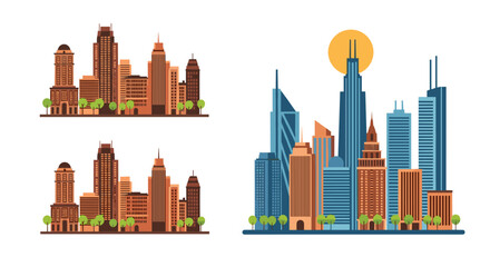 Fototapeta premium Cityscape skyline illustration: modern urban architecture and design.