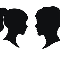Pensive Teen Silhouettes Facing Each Other