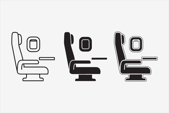 Airplane seat line icon symbol of travel, tourism, flight, passenger vector illustration of an airplane seat