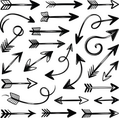 Hand drawn arrow collection diverse styles and directions arrows pointing various ways