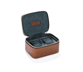 Brown box for jewelry isolated on white  