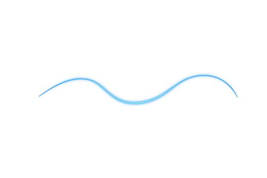 Blue Neon Wave Line. Glowing Electric Light Curve for Futuristic Design