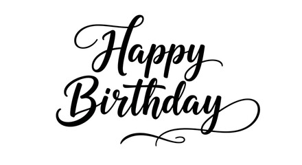 Happy birthday calligraphy text isolated on transparent background