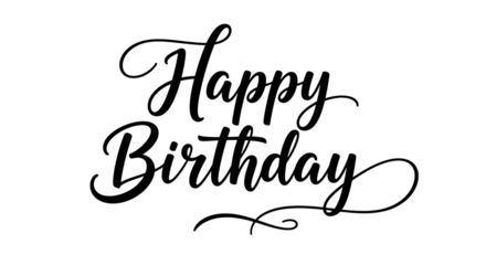 Happy birthday calligraphy text isolated on transparent background