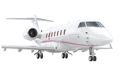 Obraz premium White Private Jet with Pink Stripes isolated on a transparent background