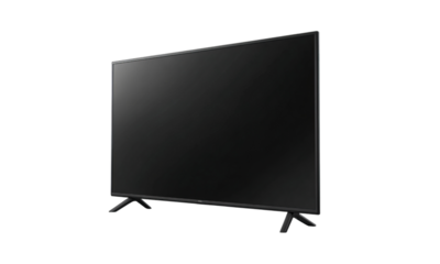 Black Flat Screen Television with Stand isolated on a transparent background 1