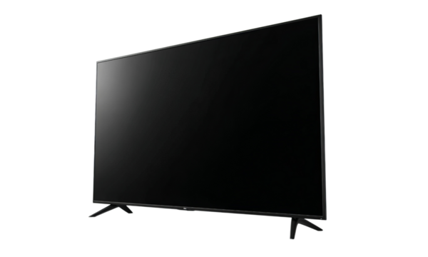 Black Flat Screen Television with Stand isolated on a transparent background - Powered by Adobe
