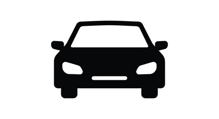 Simple black silhouette of a front view passenger automobile icon