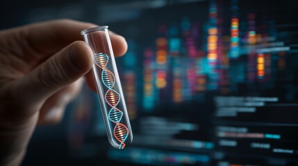 hand of a scientist holding DNA test tube