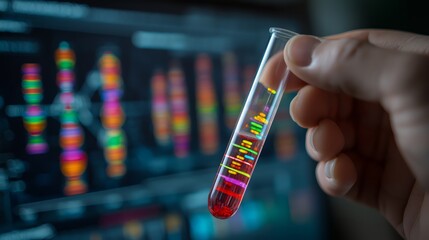 hand of a scientist holding DNA test tube
