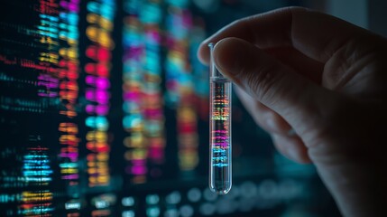hand of a scientist holding DNA test tube