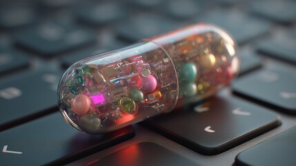 close up a capsule with electric circuit board inside it 