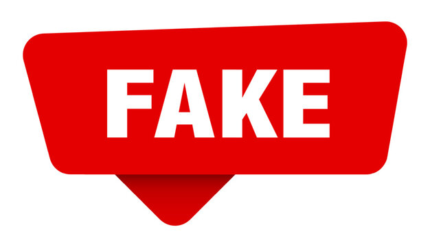 fake red sticker isolated on transpatent background. fake sign