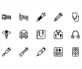 Fototapeta premium Medical healthcare icons set flat design vector illustration