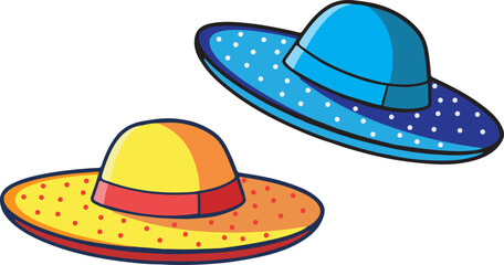 illustration of a sombrero. beach hat vector design. two color hat