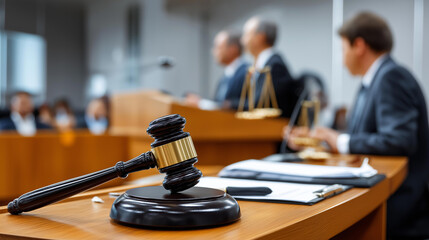 Impeachment trials in legislative halls, witnesses testifying under scrutiny, political accountability, historic drama with gavels and documents, formal courtroom style, blurred ba