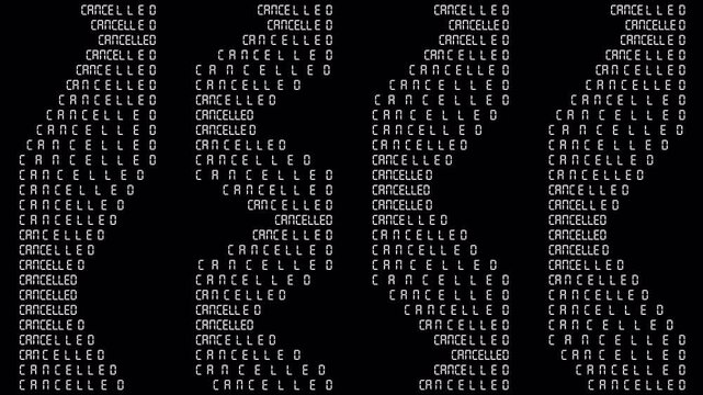 4K Cancelled word text in kinetic and procedural animation