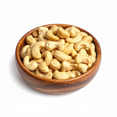 Roasted Cashew Nuts in a Black Bowl on White