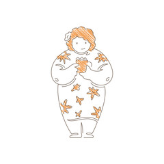 Autumn Comfort: Minimalist Line Art of Woman with Coffee Mug