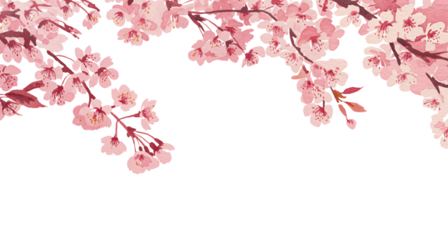 Delicate pink cherry blossoms in full spring bloom frame - Powered by Adobe