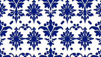 Blue winter floral seamless pattern with snowflake design