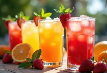 Vibrant Fruit Cocktails Summer Bliss Refreshing Chill Colorful Beverage Experience