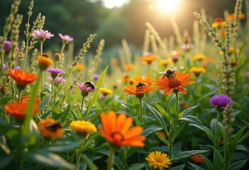 Obraz premium Inviting Outdoor Space Enhanced by Local Flora for Native Habitat Diversity